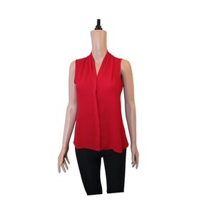 Banana Republic Shirt Blouse Womens Red Sleveless Size 2 button Used Summer